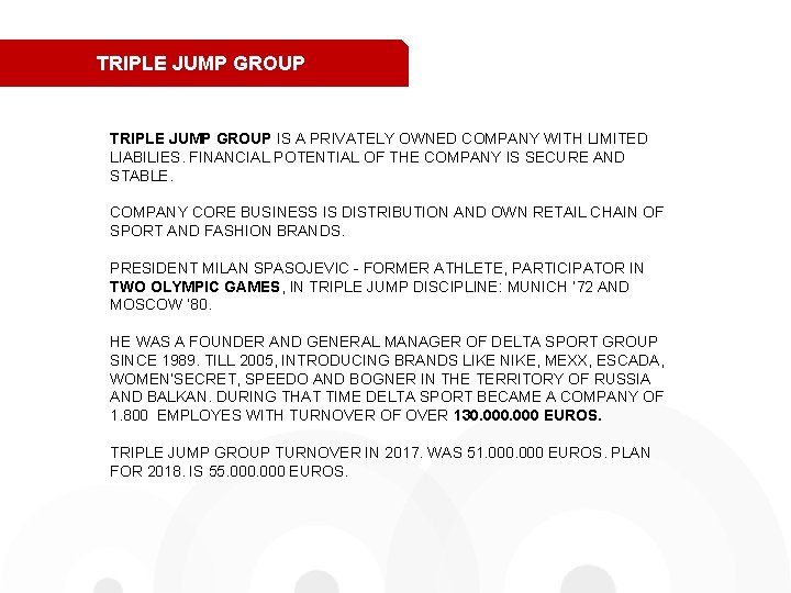 TRIPLE JUMP GROUP IS A PRIVATELY OWNED COMPANY WITH LIMITED LIABILIES. FINANCIAL POTENTIAL OF