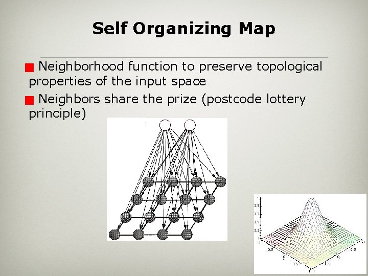 Self Organizing Map Neighborhood function to preserve topological properties of the input space g