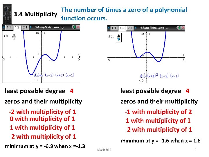 The number of times a zero of a polynomial 3. 4 Multiplicity function occurs. The number of times a zero of a polynomial 3. 4 Multiplicity function occurs.