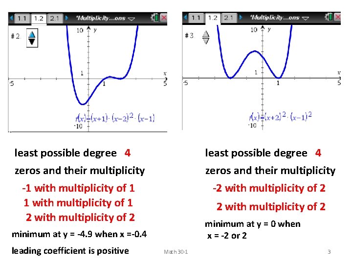 least possible degree 4 zeros and their multiplicity -1 with multiplicity of 1 2 least possible degree 4 zeros and their multiplicity -1 with multiplicity of 1 2