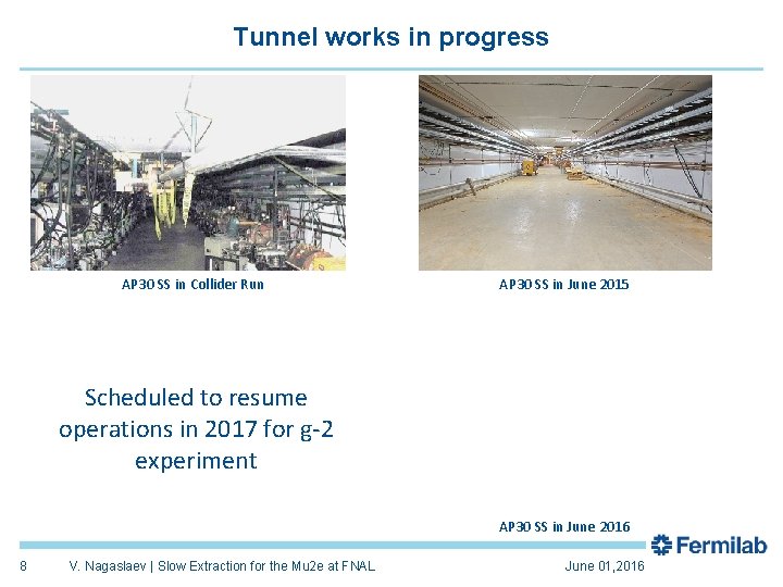 Tunnel works in progress AP 30 SS in Collider Run AP 30 SS in