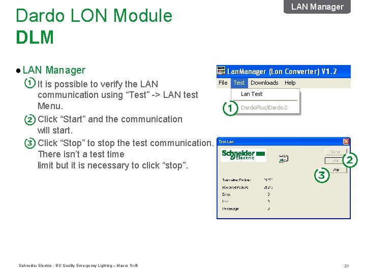 Dardo LON Module DLM LAN Manager ● LAN Manager It is possible to verify Dardo LON Module DLM LAN Manager ● LAN Manager It is possible to verify