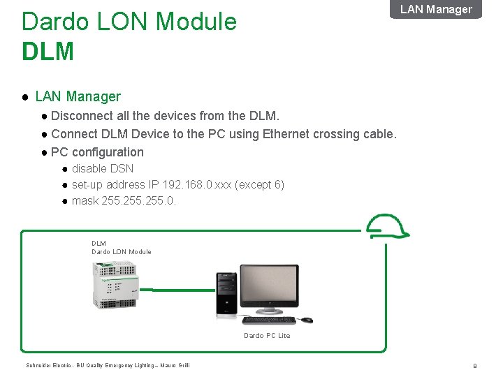 LAN Manager Dardo LON Module DLM ● LAN Manager ● Disconnect all the devices LAN Manager Dardo LON Module DLM ● LAN Manager ● Disconnect all the devices
