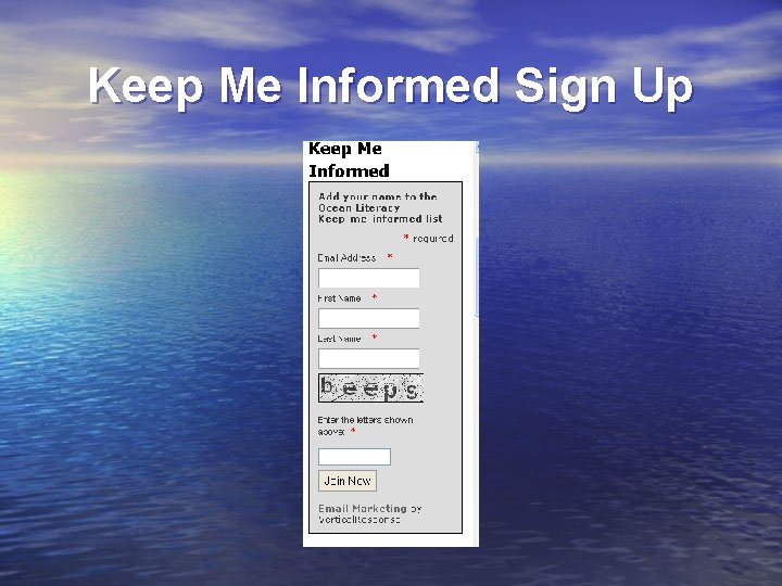 Keep Me Informed Sign Up 