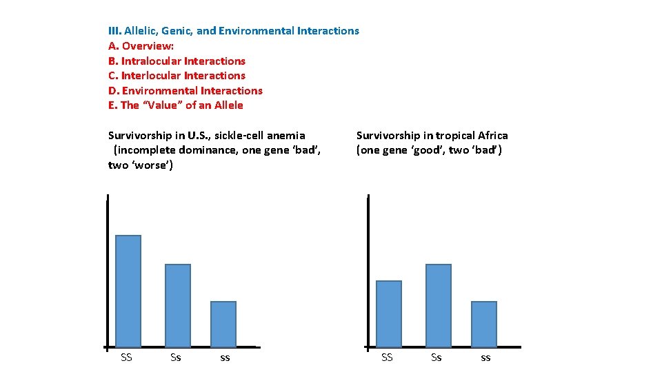 III. Allelic, Genic, and Environmental Interactions A. Overview: B. Intralocular Interactions C. Interlocular Interactions
