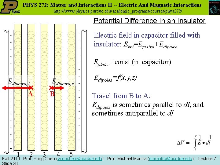 PHYS 272: Matter and Interactions II -- Electric And Magnetic Interactions http: //www. physics.