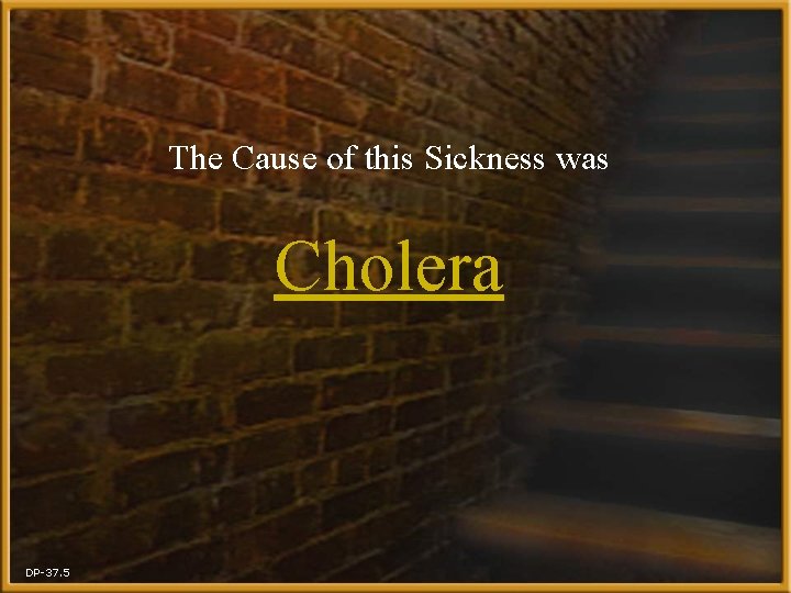 The Cause of this Sickness was Cholera DP-37. 5 