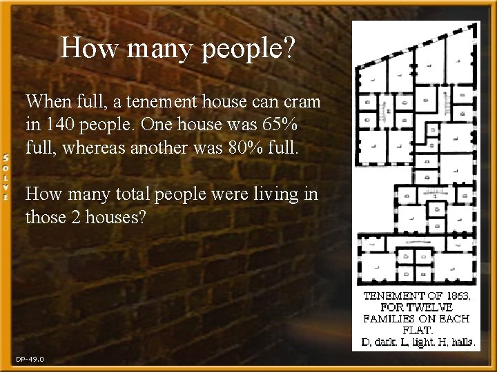 How many people? When full, a tenement house can cram in 140 people. One