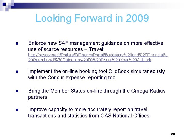 Looking Forward in 2009 n Enforce new SAF management guidance on more effective use
