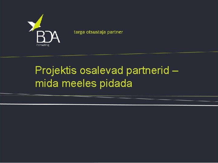 Projektis osalevad partnerid – mida meeles pidada 