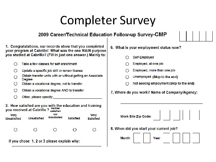 Completer Survey 