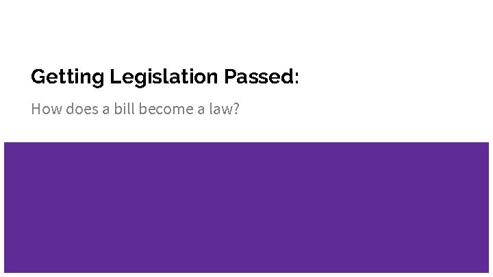 Getting Legislation Passed: How does a bill become a law? 