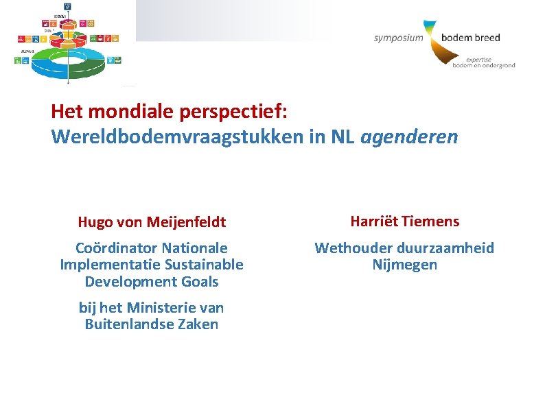 Het mondiale perspectief: Wereldbodemvraagstukken in NL agenderen Hugo von Meijenfeldt Harriët Tiemens Coördinator Nationale