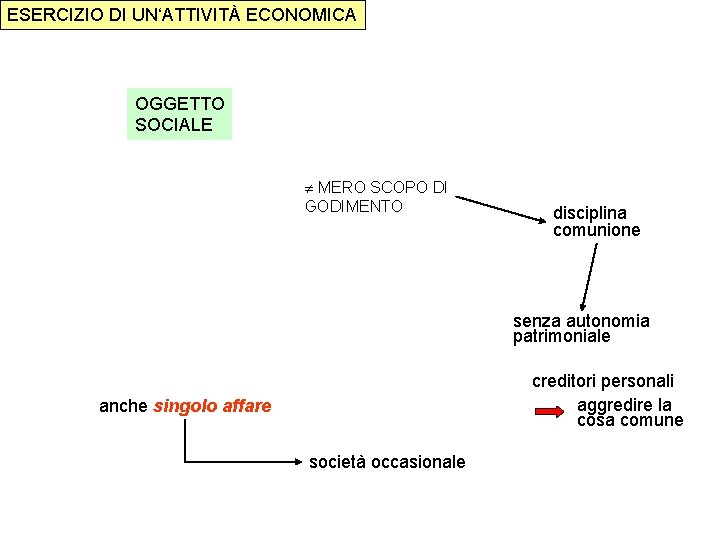 ESERCIZIO DI UN‘ATTIVITÀ ECONOMICA OGGETTO SOCIALE MERO SCOPO DI GODIMENTO disciplina comunione senza autonomia ESERCIZIO DI UN‘ATTIVITÀ ECONOMICA OGGETTO SOCIALE MERO SCOPO DI GODIMENTO disciplina comunione senza autonomia