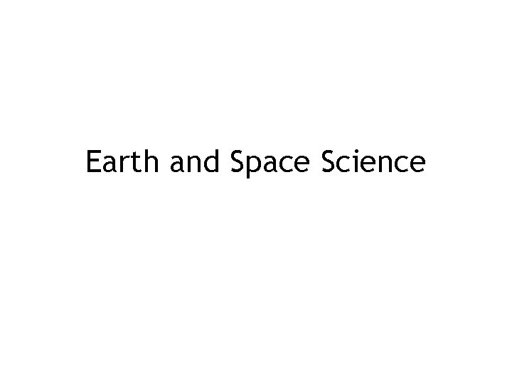 Earth and Space Science 