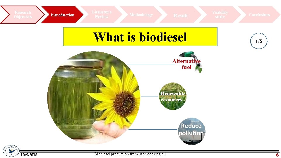 Biodiesel production from used cooking oil Faculty of