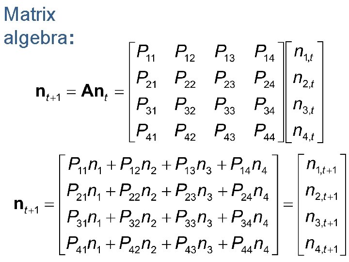 Matrix algebra: 