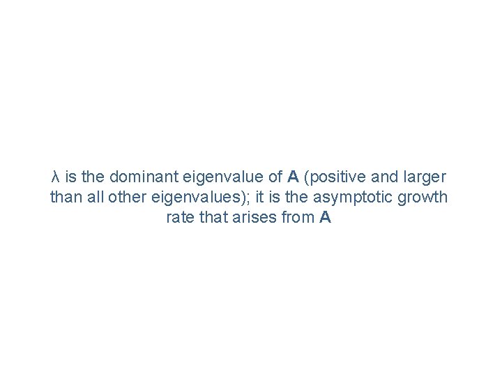 λ is the dominant eigenvalue of A (positive and larger than all other eigenvalues);