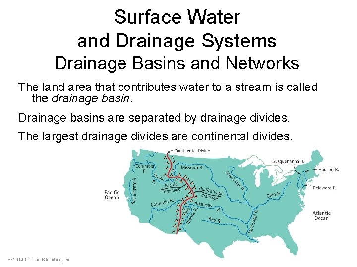 Surface Water and Drainage Systems Drainage Basins and Networks The land area that contributes