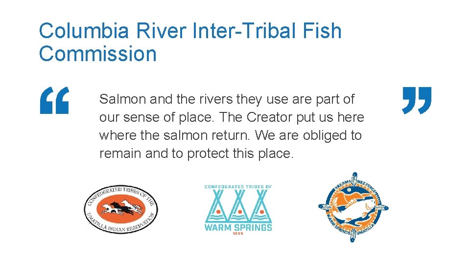 Columbia River Inter-Tribal Fish Commission Salmon and the rivers they use are part of