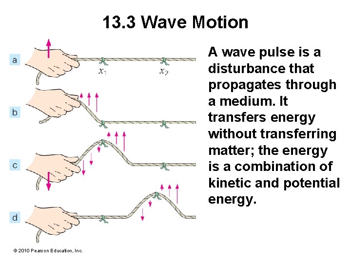 13. 3 Wave Motion A wave pulse is a disturbance that propagates through a 13. 3 Wave Motion A wave pulse is a disturbance that propagates through a