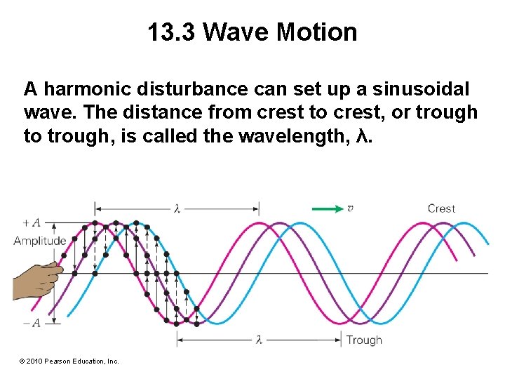 13. 3 Wave Motion A harmonic disturbance can set up a sinusoidal wave. The 13. 3 Wave Motion A harmonic disturbance can set up a sinusoidal wave. The