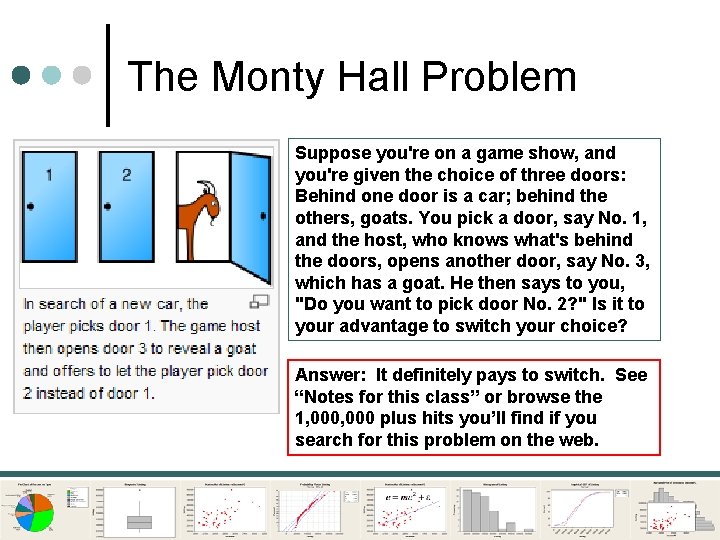The Monty Hall Problem Suppose you're on a game show, and you're given the