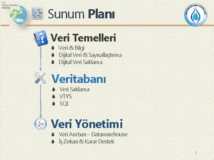 Sunum Planı Veri Temelleri Veri & Bilgi Dijital Veri & Sayısallaştırma Dijital Veri Saklama