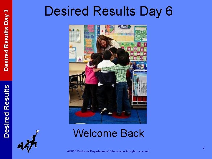 Desired Results Day 3 Desired Results Day 6 Welcome Back 2 © 2015 California