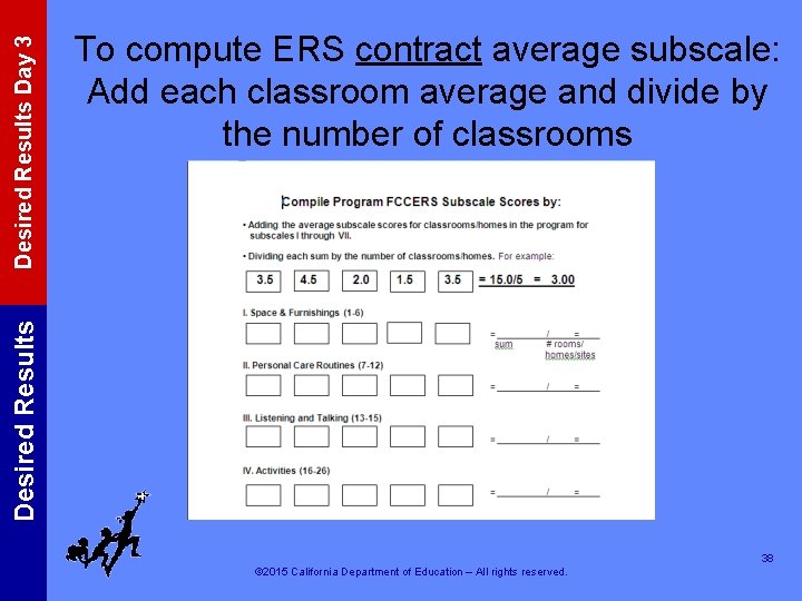 Desired Results Day 3 Desired Results To compute ERS contract average subscale: Add each