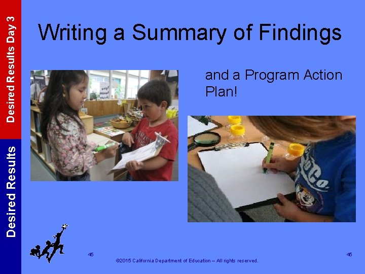 and a Program Action Plan! Desired Results Day 3 Writing a Summary of Findings