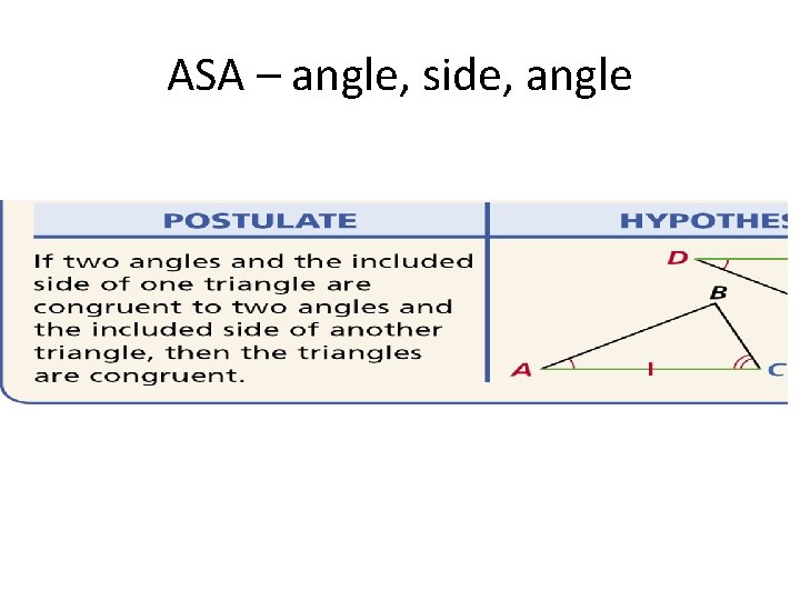 ASA – angle, side, angle 