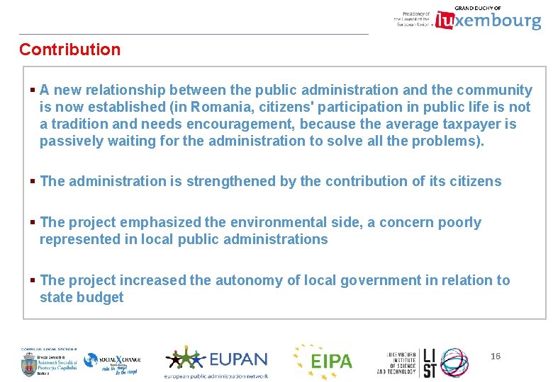 Contribution § A new relationship between the public administration and the community is now