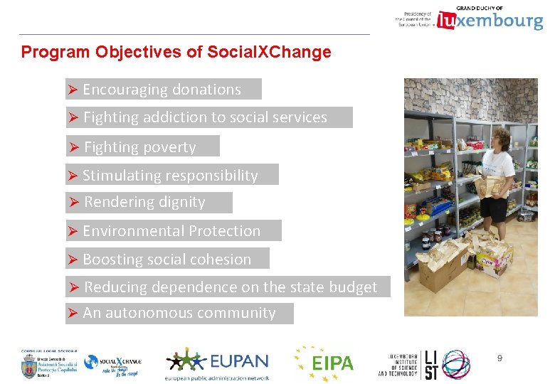 Program Objectives of Social. XChange Ø Encouraging donations Ø Fighting addiction to social services