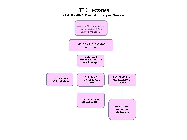 ITT Directorate Child Health & Paediatric Support Service Child Health Manager 1 wte Band