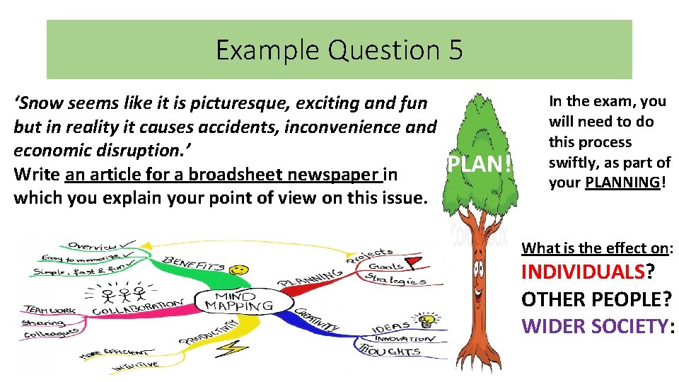 Example Question 5 ‘Snow seems like it is picturesque, exciting and fun but in