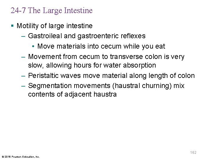 24 -7 The Large Intestine § Motility of large intestine – Gastroileal and gastroenteric