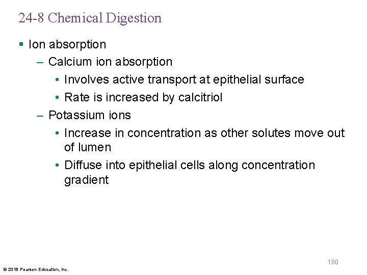 24 -8 Chemical Digestion § Ion absorption – Calcium ion absorption • Involves active