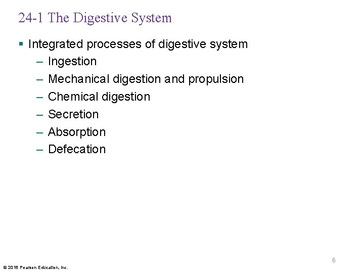 24 -1 The Digestive System § Integrated processes of digestive system – Ingestion –