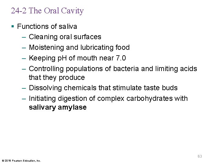 24 -2 The Oral Cavity § Functions of saliva – Cleaning oral surfaces –