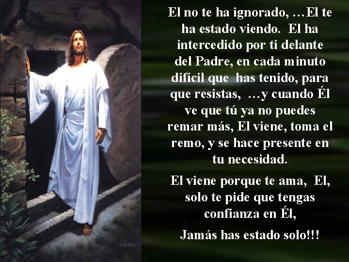 El no te ha ignorado, …El te ha estado viendo. El ha intercedido por