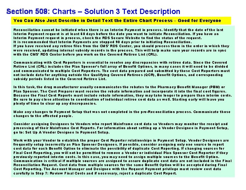 Section 508: Charts – Solution 3 Text Description You Can Also Just Describe in