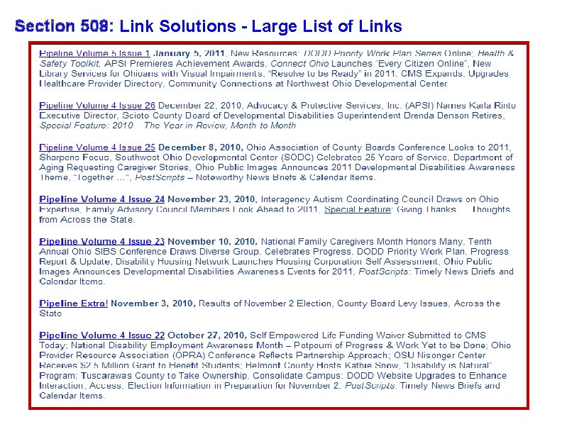 Section 508: Link Solutions - Large List of Links 