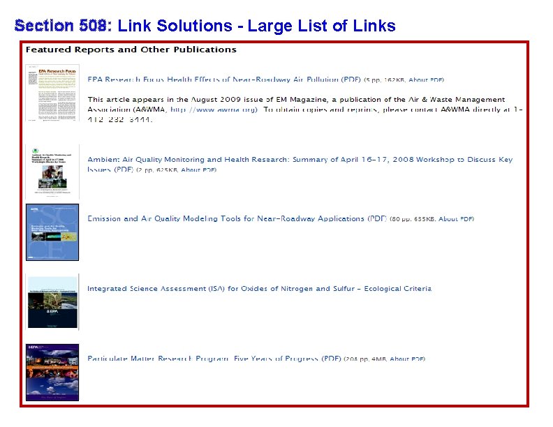 Section 508: Link Solutions - Large List of Links 