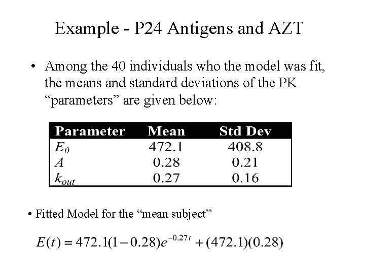 Example - P 24 Antigens and AZT • Among the 40 individuals who the