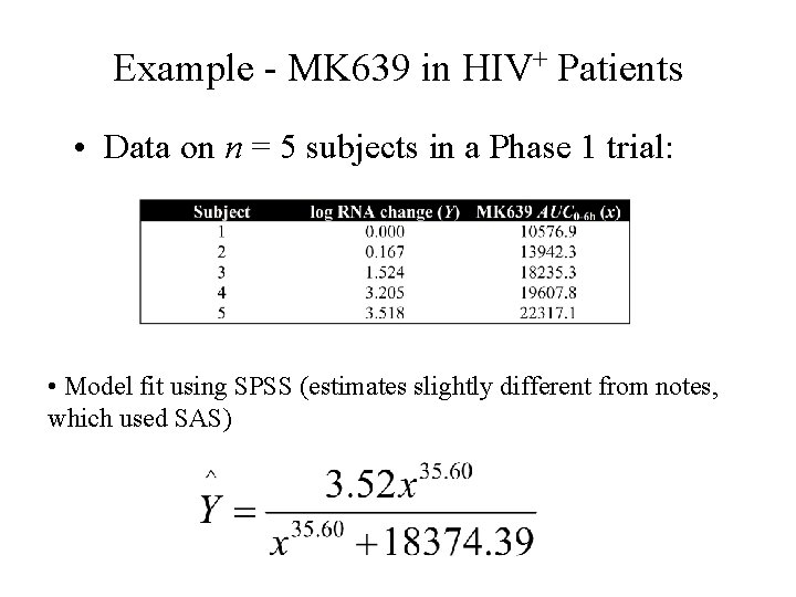 Example - MK 639 in HIV+ Patients • Data on n = 5 subjects