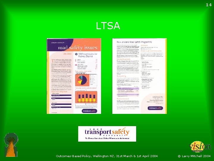 14 LTSA Outcomes-Based Policy, Wellington NZ, 31 st March & 1 st April 2004