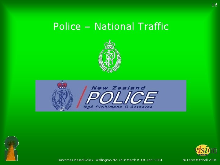 16 Police – National Traffic Outcomes-Based Policy, Wellington NZ, 31 st March & 1