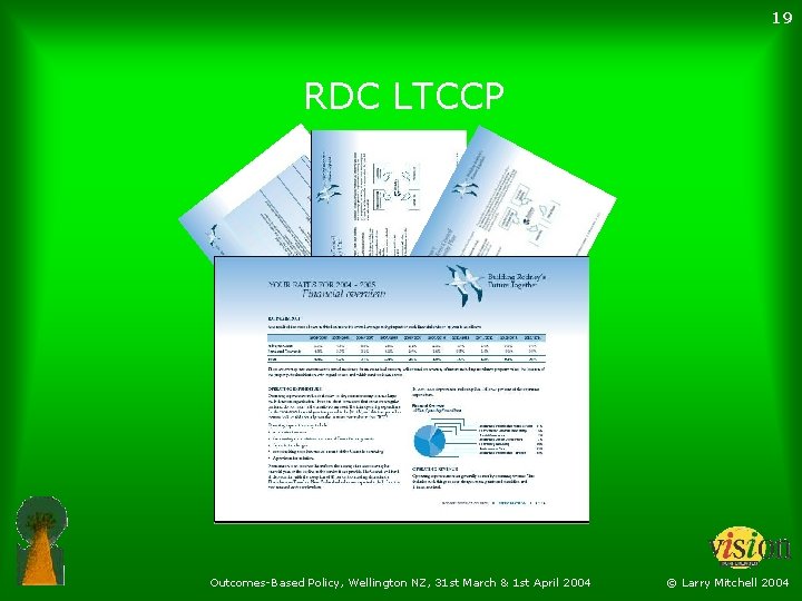 19 RDC LTCCP Outcomes-Based Policy, Wellington NZ, 31 st March & 1 st April