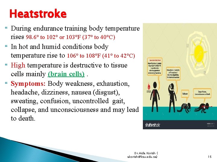 Heatstroke During endurance training body temperature rises 98. 6° to 102° or 103°F (37°